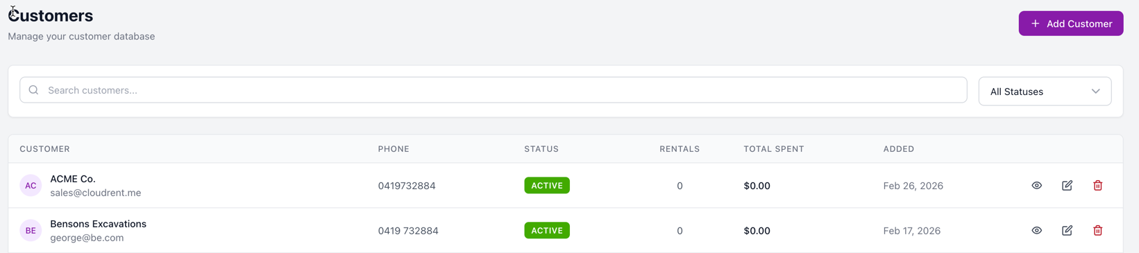 New Customer button location
